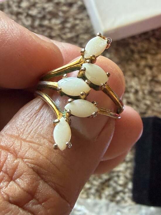 Unbranded Jewelry - Vintage Gold Tone Marquise Faux Opal Bypass Cocktail Ring